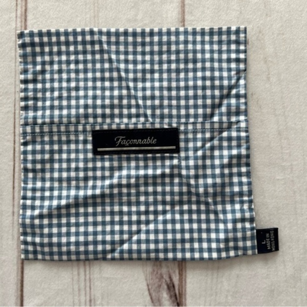 Faconnable Mens Size L Pocket Suit Square Double Sided Blue White Office